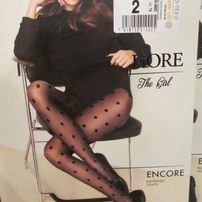 FIORE ENCORE BLACK DOT PATTERN PANTYHOSE TIGHTS 4 SIZES BLACK